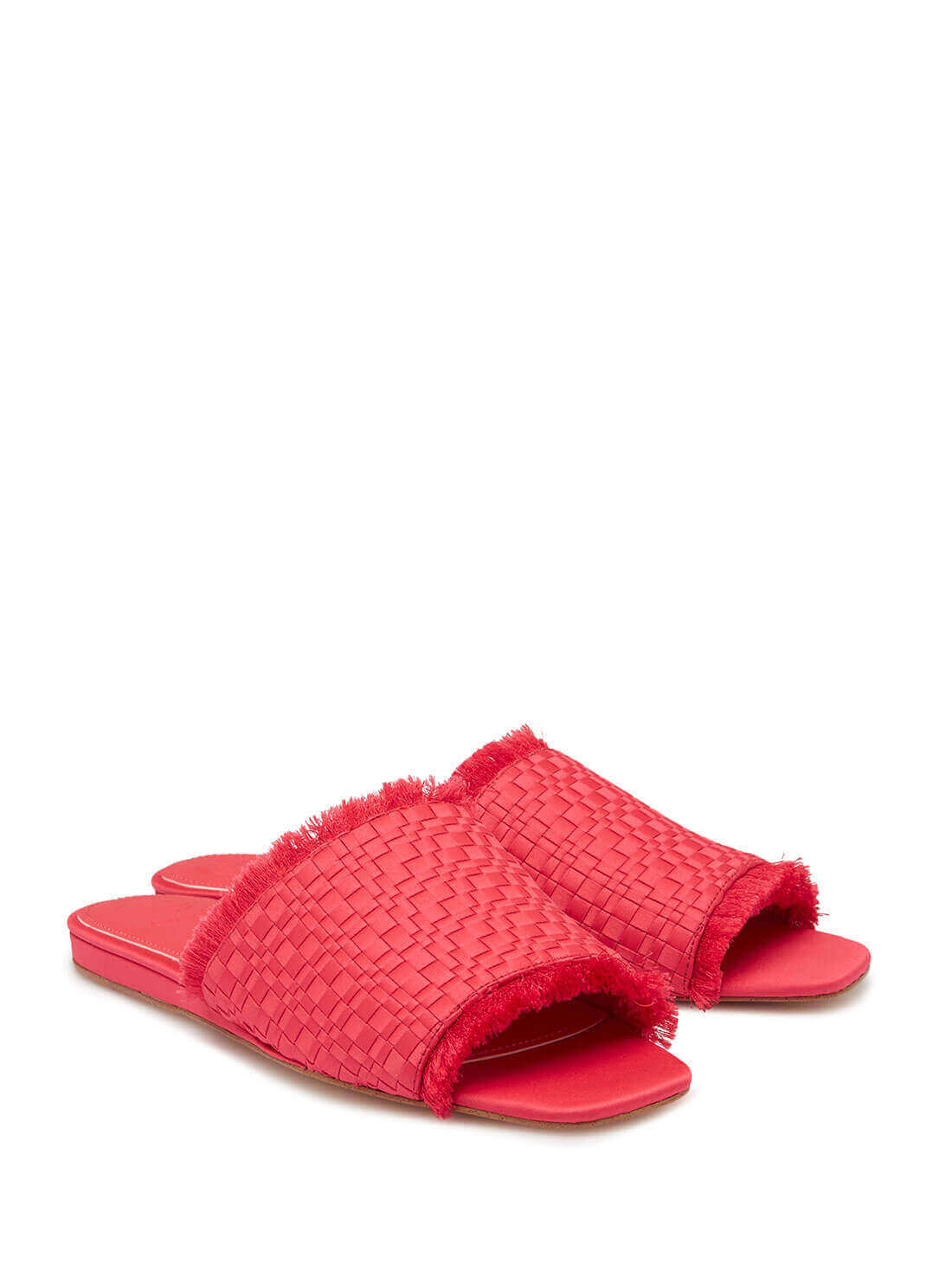 GUESS Womens Pink Woven Hariete Slides HARIETE Angle View
